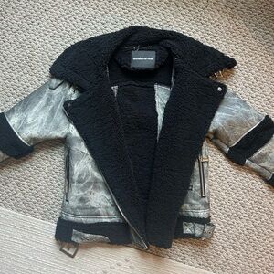 Maniere De Voir Sherpa Jacket in Gray/Black